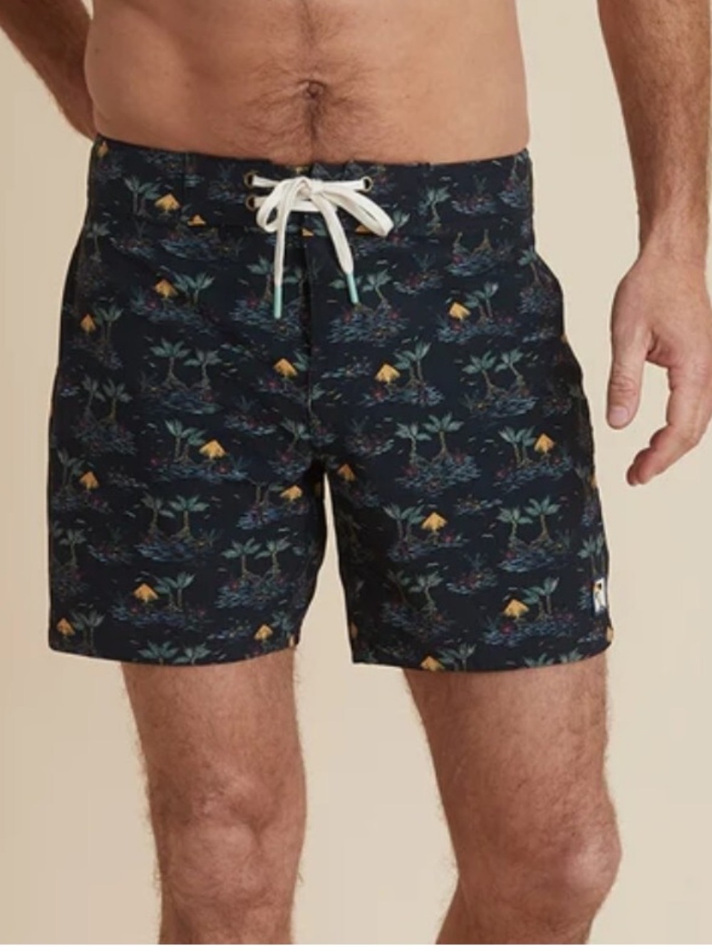 Marine Layer Blue Tropical Swim board Shorts with Drawstring 32